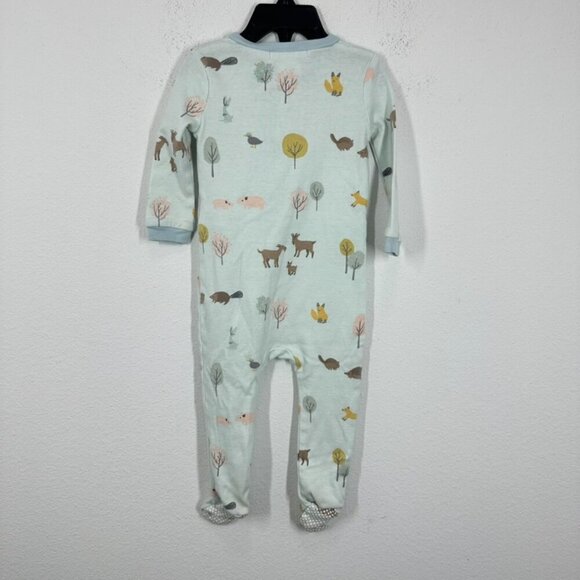 Pottery Barn Kids Size 12-18Month 100% Cotton Baby Blue Forest Footie Pajama - Picture 7 of 8